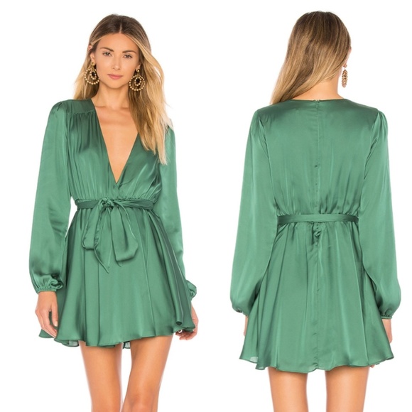 Lovers + Friends Green Ivy Long Sleeve Mini Dress
